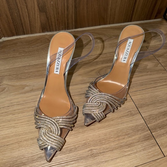 Aquazzura Shoes - Aquazzura Gatsby Plexi Slingback Pointed-Toe Heels